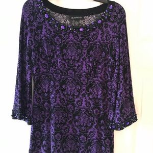 Embellished bell sleeve top